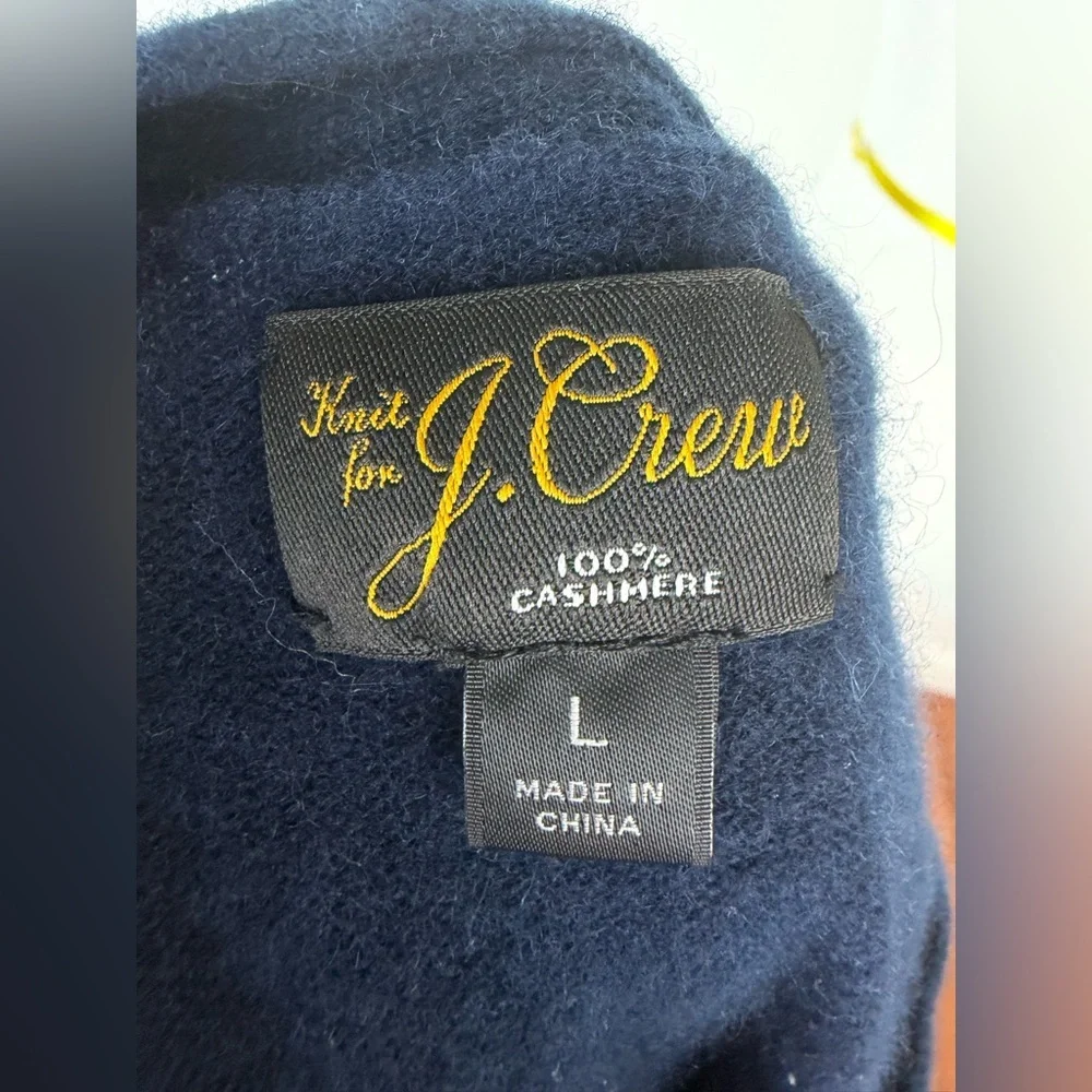 J. Crew 100% Cashmere Cardigan Sweater Navy Blue Size L - Picture 6 of 8